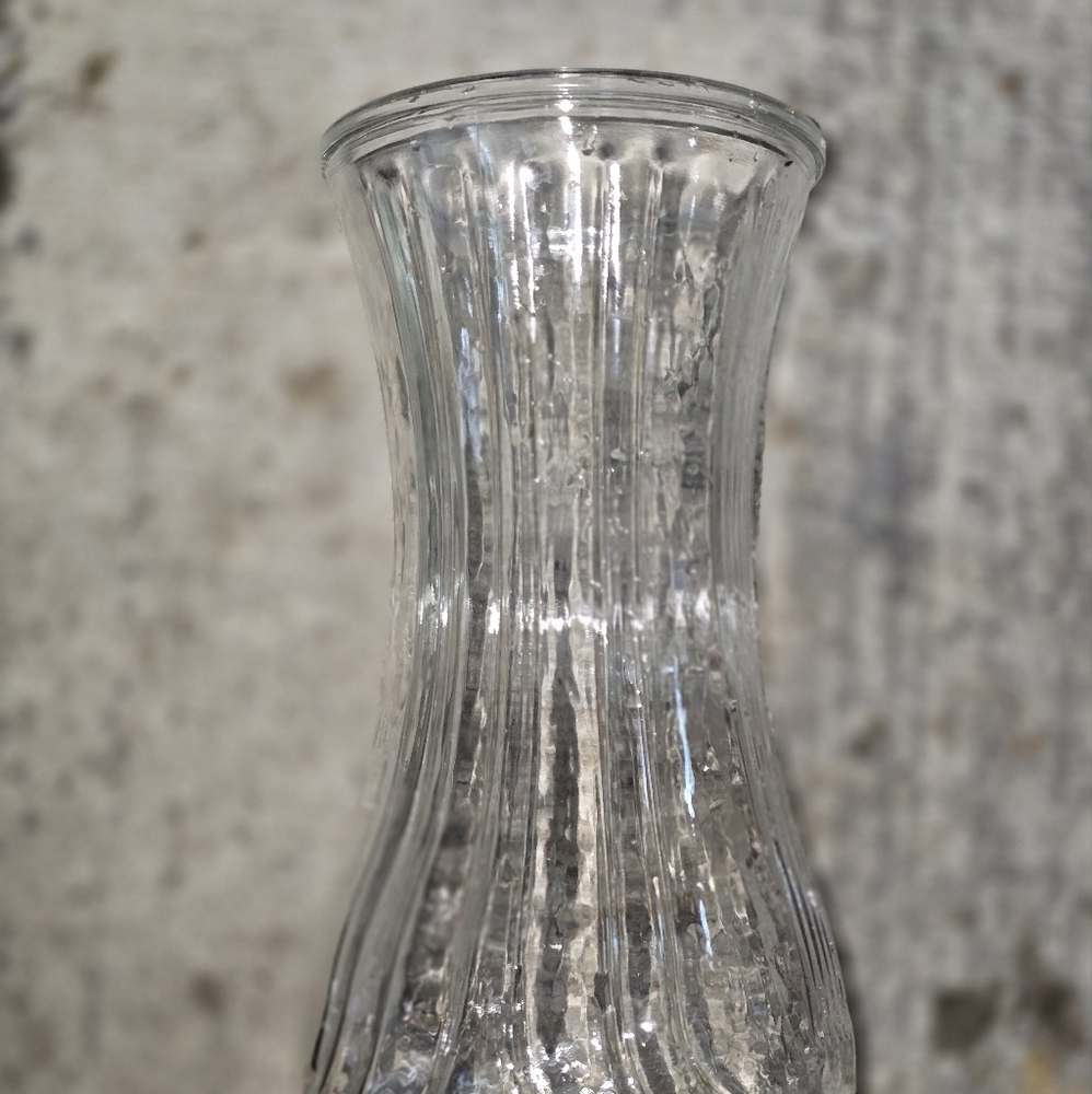 Vintage Hoosier Clear Glass Vase USA Made 8.5"tall Ribbed Stripe 4087 B